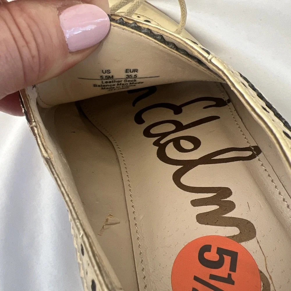 Sam Edelman JEROME 5.5 Shiny Gold Penny Loafer Women's Wingtip‎ Shoes